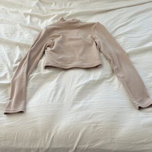 Klassy Network Beige Long Sleeve Crop Top